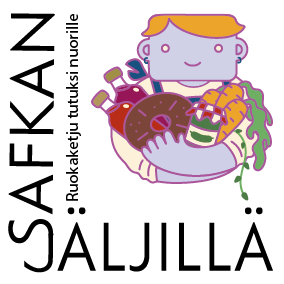 Safkan jäljillä -hankkeen logo kuvituskuvalla