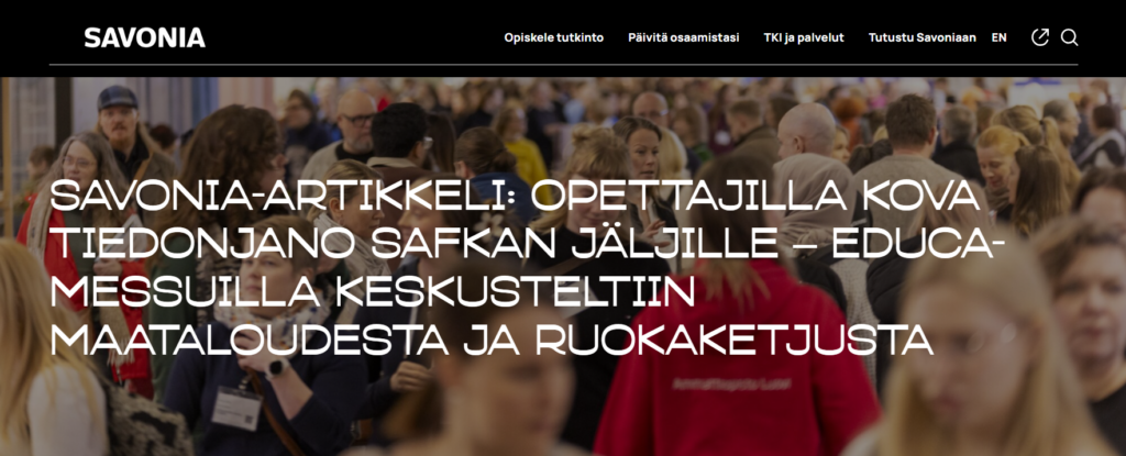 Artikkelin kansikuva, jossa ihmisiä Educa-messujen osastoilla.