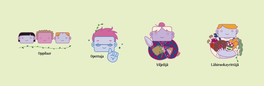 Hankkeen kohderyhmäkohtaiset kuvituskuvat.